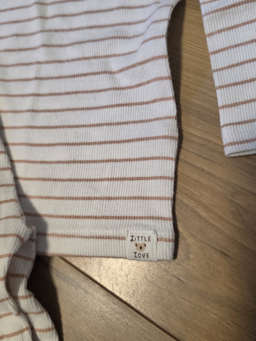 Carter's Striped Ribbed Set - White with Light Brown Stripes